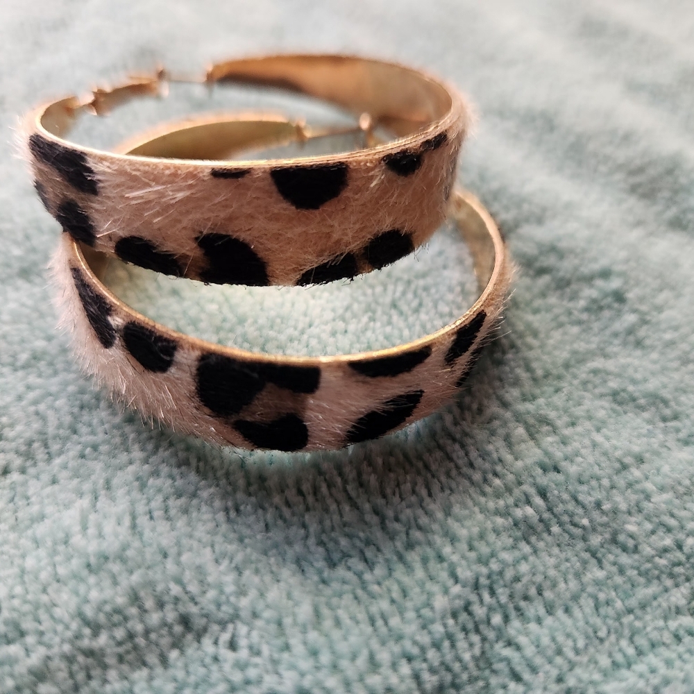 Leopard Print Hoop Earrings